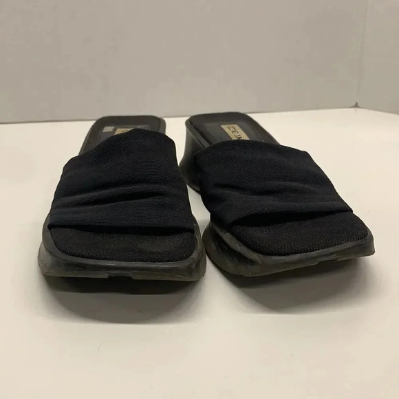 Steve Madden Chonky Sandal Wedges Shoes Slip On Open Toe VTG Y2K 90's Black 7.5 - Picture 6 of 9